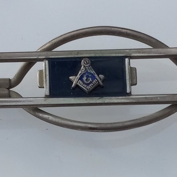 Swank Klip Masonic on Onyx Ground Neck Tie Bar Freemasonry - Picture 2 of 15